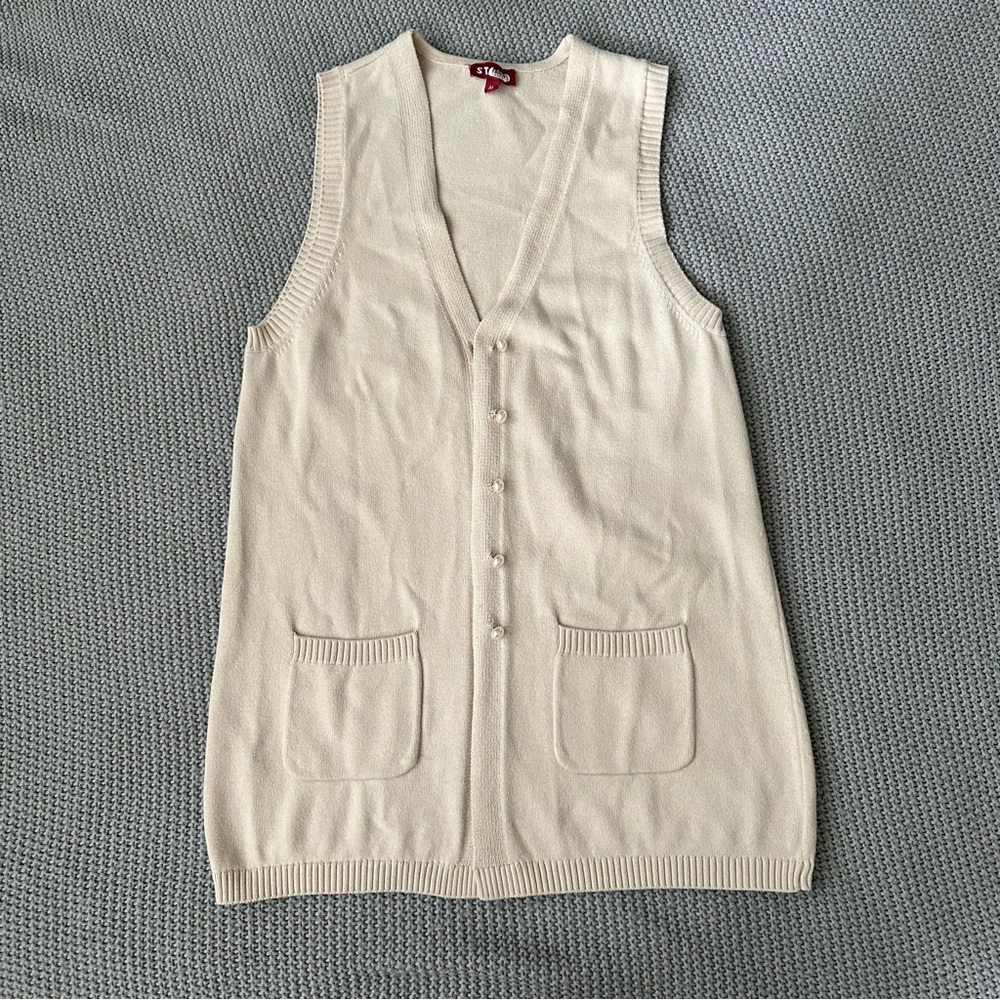 STAUD Jo Pearl Button Sweater Vest size medium - Picture 3 of 9
